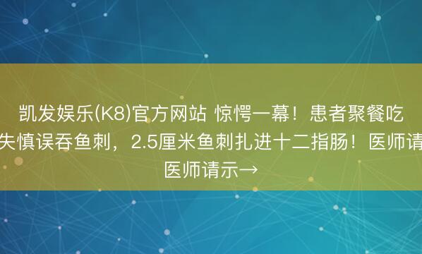 凯发娱乐(K8)官方网站 惊愕一幕！患者聚餐吃烤鱼失慎误吞鱼刺，2.5厘米鱼刺扎进十二指肠！医师请示→