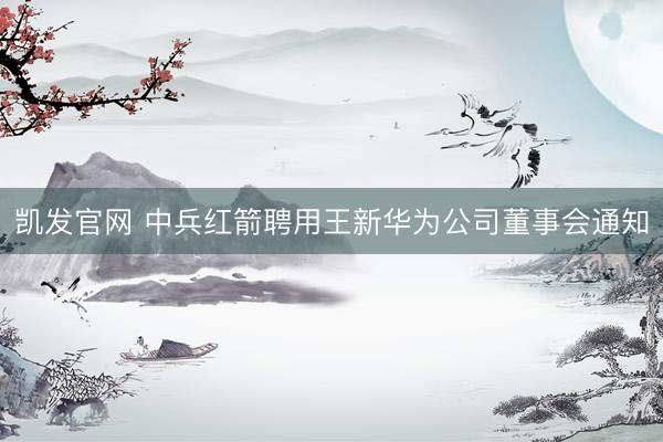 凯发官网 中兵红箭聘用王新华为公司董事会通知