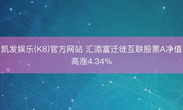 凯发娱乐(K8)官方网站 汇添富迁徙互联股票A净值高涨4.34%
