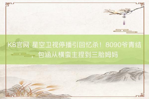 K8官网 星空卫视停播引回忆杀！8090爷青结，包涵从横蛮主捏到三胎姆妈